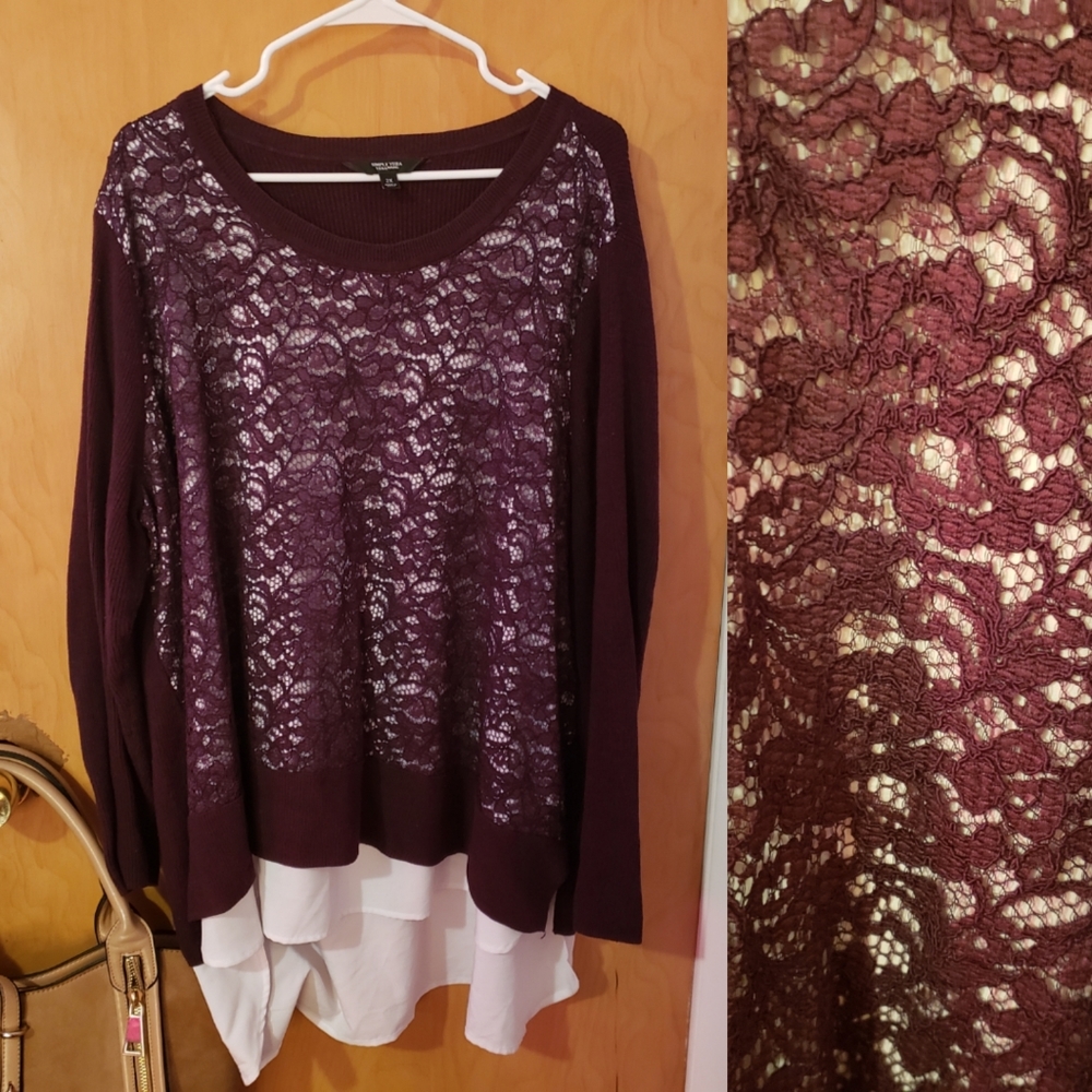 Vera Wang 2x long sleeve layered sweater